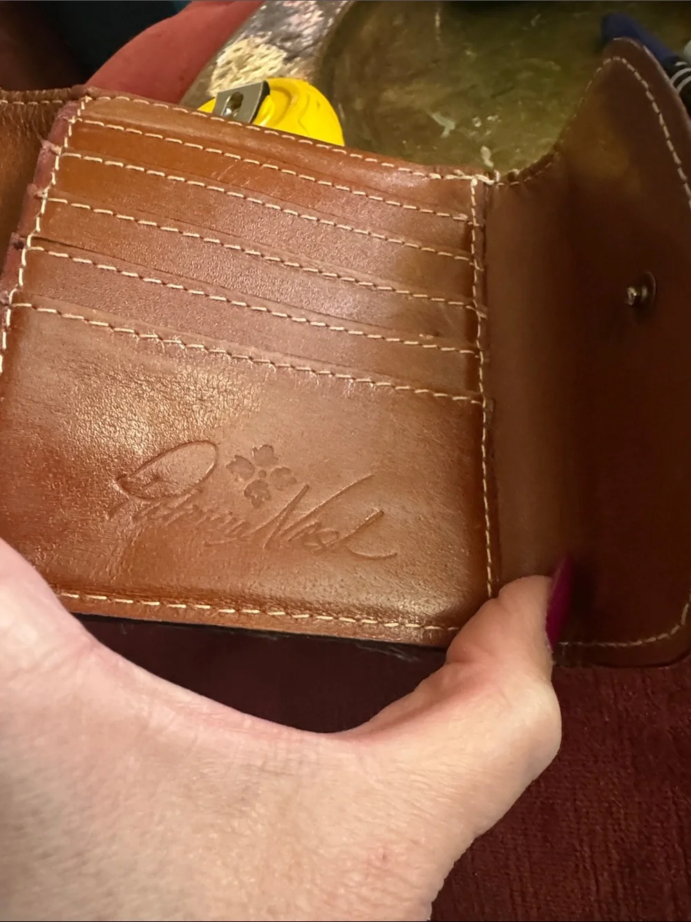 Patricia Nash Leather Reiti Bifold Wallet With Kiss Lock Frame Pocket